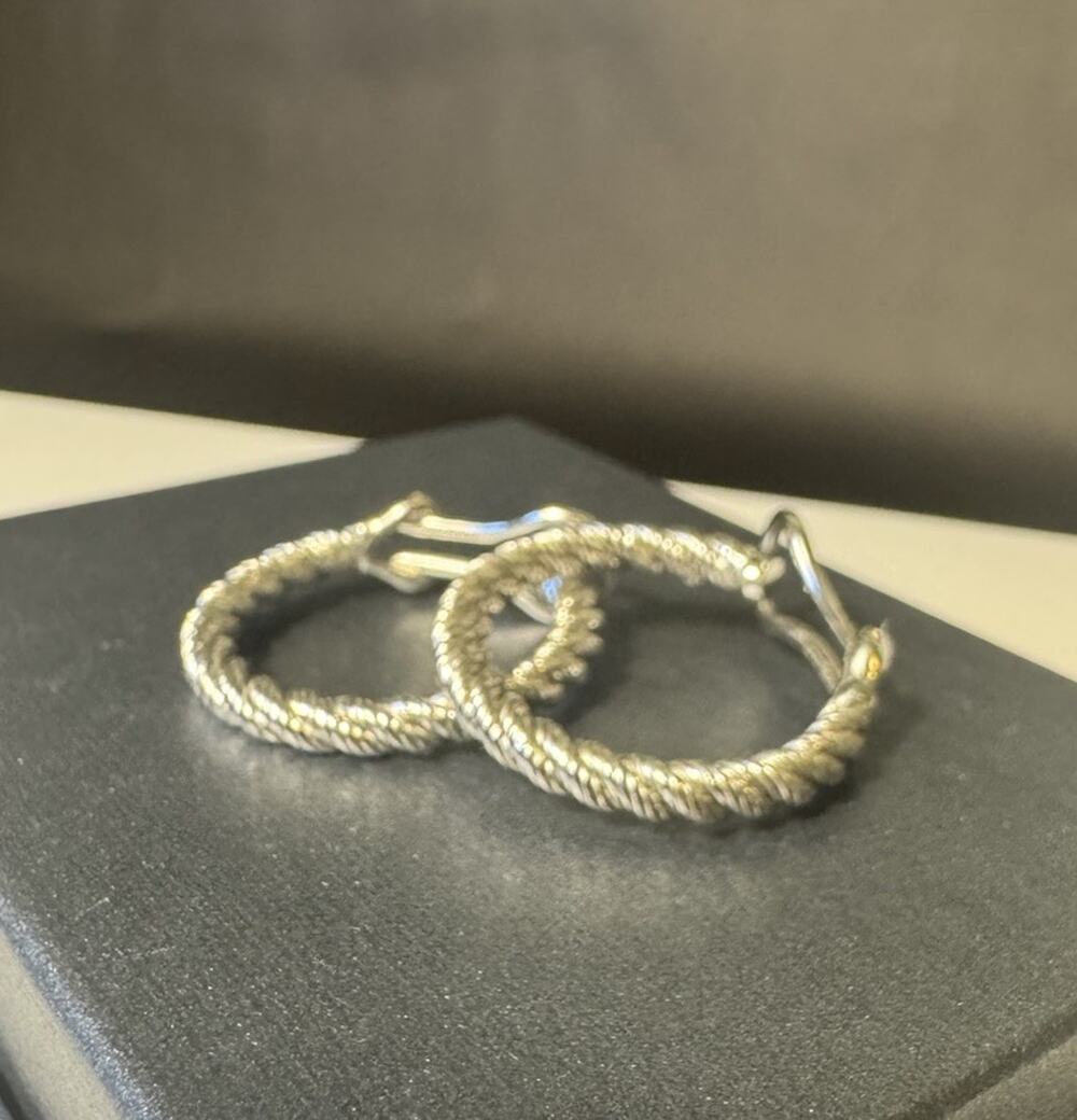 Judith Ripka Sterling Silver Twisted Rope Hoop Earrings Made in Italy